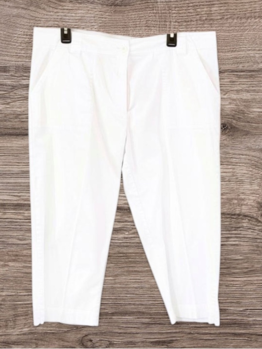 White Stag Size 16 White Cropped Pants Cotton/Spandex Pockets